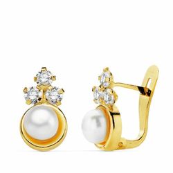 Communion Set 18kts Guldörhängen Pärla och zirkoner och 18kts Gold Ring Communion 20706