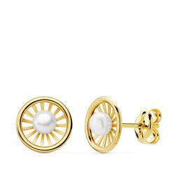 Communion Set 18kts Gold Round Earrings and 18kts Round Gold Ring 20754