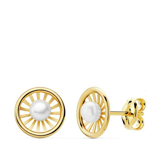 Communion Set 18kts Gold Round Earrings and 18kts Round Gold Ring 20754