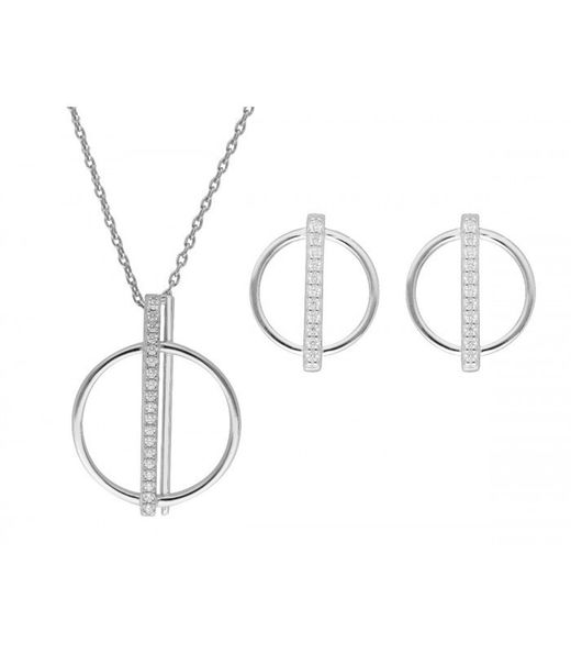 Conjunto Liska Feminino Prata 5cm LPZ091C Zircônia