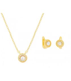 Conjunto Plata Dorada Liska Mujer BAM012C-D Circonitas Perlas