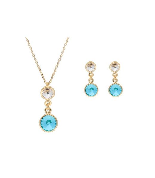 Liska Women's Gold Silver Set LSW3228C-DT Liska Crystal Turquoise Bicolor White