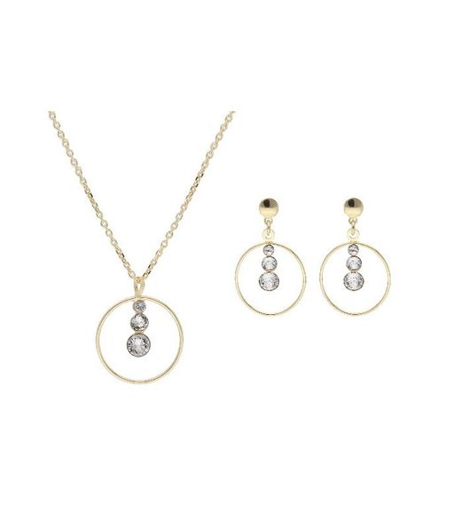 Liska Women's Gold Silver Set LSW4387C-D Liska Crystals Hoop