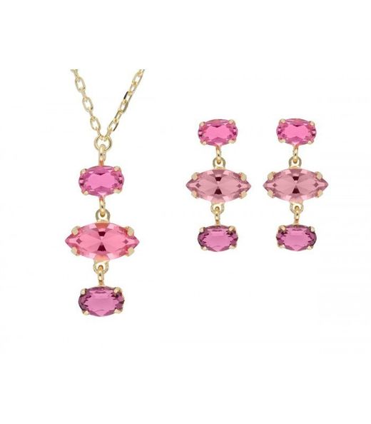Liska Damen-Set aus Gold und Silber, LSW4412C-DR, Liska, rosa Kristalle