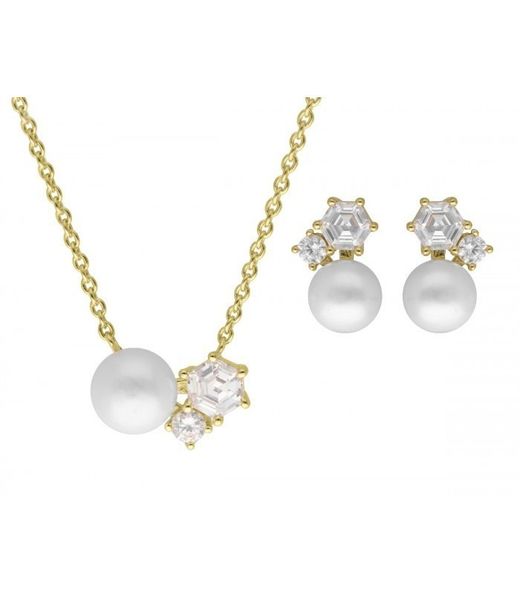 Conjunt Plata Daurada Liska Dona MEP035C-D Perla Circonites