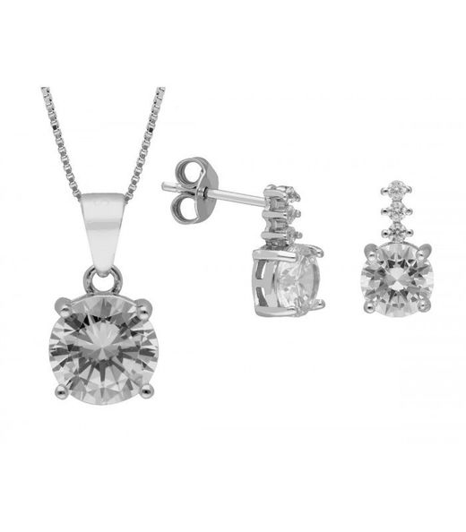 Conjunto Liska Feminino Prata LAD1222C Zircônia