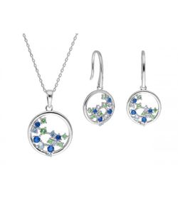 Conjunto Plata Liska Mujer LAD7271C Circonitas Azules Bicolor Verde
