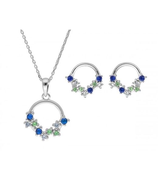 Liska Damen Silber Set LAD7272C Blau Zirkonia Bicolor Grün