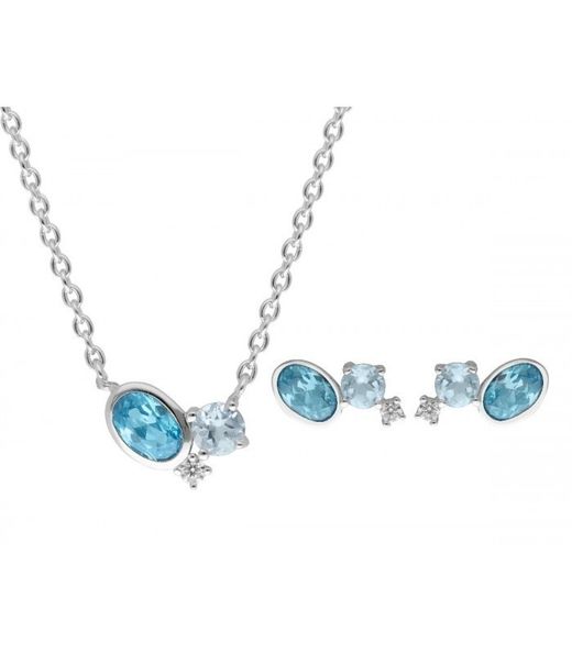 Liska Damen Silber Set LAD7306C Aquamarin Blautopas