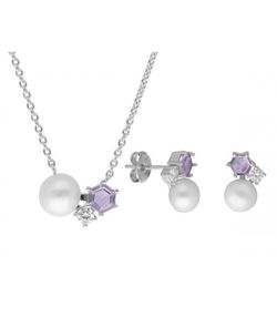 Conjunt Plata Liska Dona LAD7314C Perles Ametista Circonita