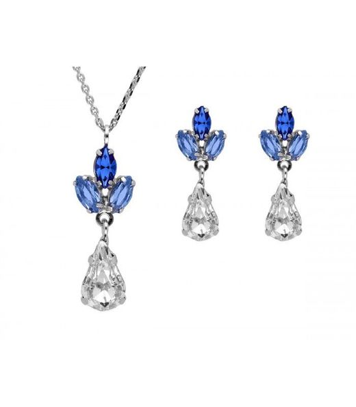 Conjunt Plata Liska Dona LSW4405C-A Liska Crystals Blau Bicolor Blanc
