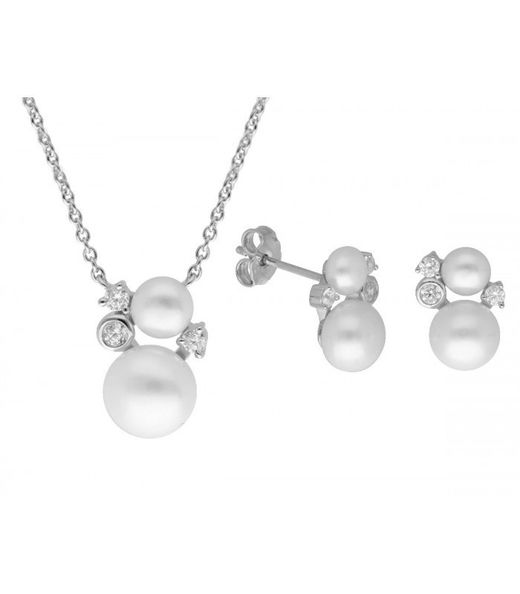 Conjunto Liska Feminino Prata MEP036C Pérola Zircônia