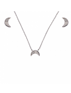 Conjunto Plata Mujer PJUE290 Media Luna Circonitas