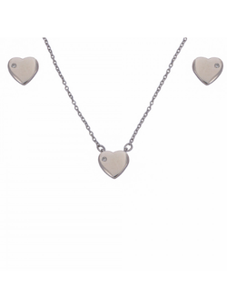 Conjunto Plata Mujer PJUE293 Corazón En Brillo