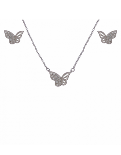 Conjunto Plata Mujer PJUE296 Mariposa Circonitas