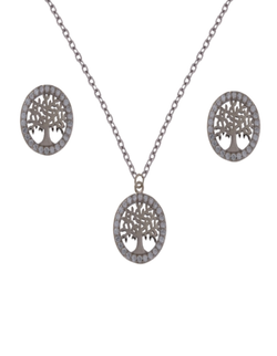 Conjunto Plata Mujer PJUE319 Árbol De La Vida Circonitas