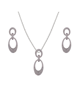 Conjunto Plata Mujer PJUE331 Aro Ovalado Circonitas