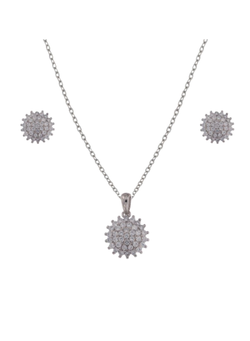 Conjunto Plata Mujer PJUE332 Flor Circonitas