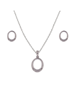 Conjunto Plata Mujer PJUE337 Aro Ovalado Circonitas