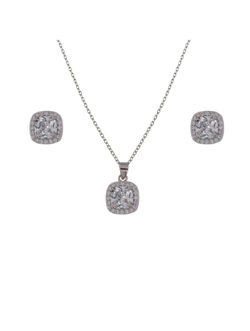 Conjunto Plata Mujer PJUE340 Circonita Cuadrada