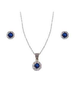 Conjunto Plata Mujer PJUE343/Z Circonitas Azul Bicolor Blanca