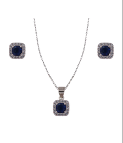 Conjunto Plata Mujer PJUE346/Z Circonitas Azul Bicolor Blanca