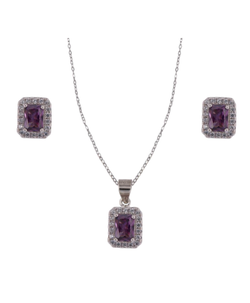 Conjunto Plata Mujer PJUE347/A Circonitas Lila Bicolor Blanca