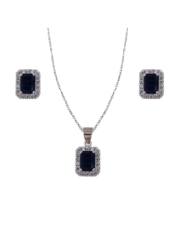 Conjunto Plata Mujer PJUE347/Z Circonitas Azul Bicolor Blanca