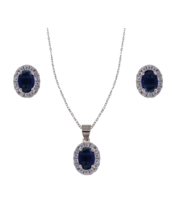 Conjunto Plata Mujer PJUE348/Z Circonitas Azul Bicolor Blanca