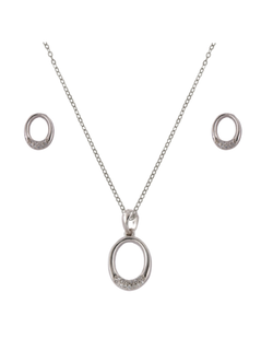 Conjunto Plata Mujer PJUE353 Aro Ovalado Circonitas