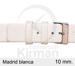 Correa Reloj 10x75/115mm Piel 129122B Madrid Blanca Hebilla Acero