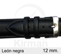 Correa Reloj 12x90/130mm Piel 130010N León Negra Hebilla Acero