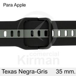 Correa Reloj Silicona 35mm 135170/35N-GR Smart Apple Texas Negra-Gris Cierre Hebilla