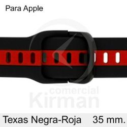 Correa Reloj Silicona 35mm 135170/35N-R Smart Apple Texas Negra-Roja Cierre Hebilla