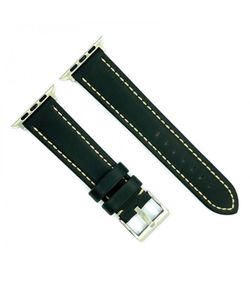 Correa Reloj Apple Watch Diloy Piel Negra 45mm C. Adaptador Acero Plateado AW377.01CC.45