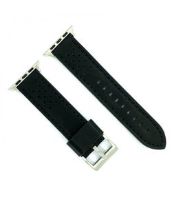 Correa Reloj Apple Watch Diloy Piel Negra 49mm C. Adaptador Acero Plateado AW398.01CC.49