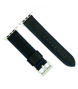 Correa Reloj Apple Watch Diloy Piel Negra Bicolor Azul 38mm C. Adaptador Acero Plateado AW398.52CC.38