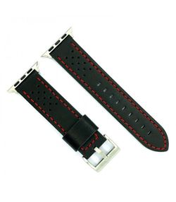 Correa Reloj Apple Watch Diloy Piel Negra Bicolor Rojo 41mm C. Adaptador Acero Negro AW398.53FN.41