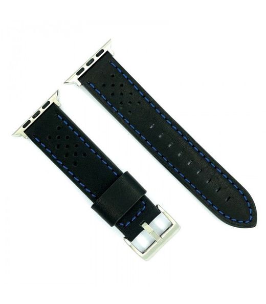 Correa Reloj Apple Watch Diloy Piel Negra Bicolor Azul 41mm C. Adaptador Acero Plateado AW398.52CC.41