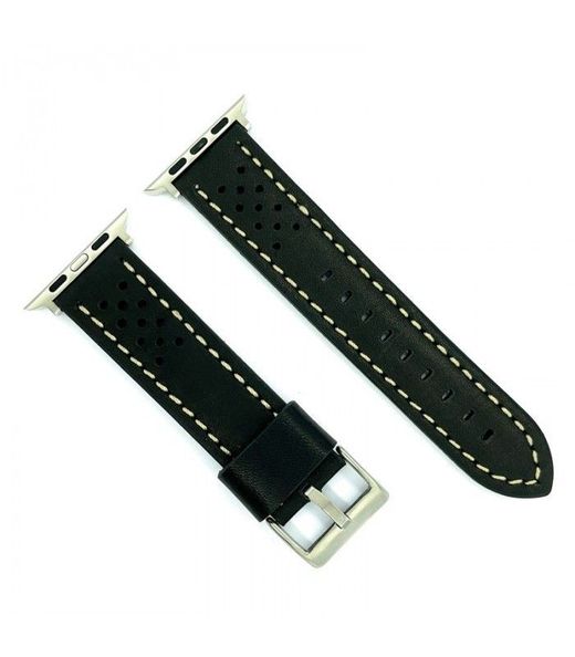 Correa Reloj Apple Watch Diloy Piel Negra Bicolor Blanco 38mm C. Adaptador Acero Plateado AW398.58CC.38