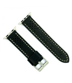 Correa Reloj Apple Watch Diloy Piel Negra Bicolor Blanco 40mm C. Adaptador Acero Plateado AW398.58CC.40