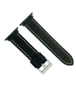 Correa Reloj Apple Watch Diloy Piel Negra Bicolor Blanco 44mm C. Adaptador Acero Negro AW398.58FN.44