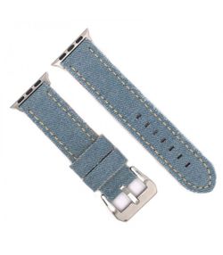 Correa Reloj Apple Watch Diloy Tela Vaquera Celeste 40mm C. Adaptador Acero Plateado AW390.19CC.40