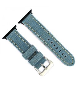 Correa Reloj Apple Watch Diloy Tela Vaquera Celeste 45mm C. Adaptador Acero Negro AW390.19FN.45