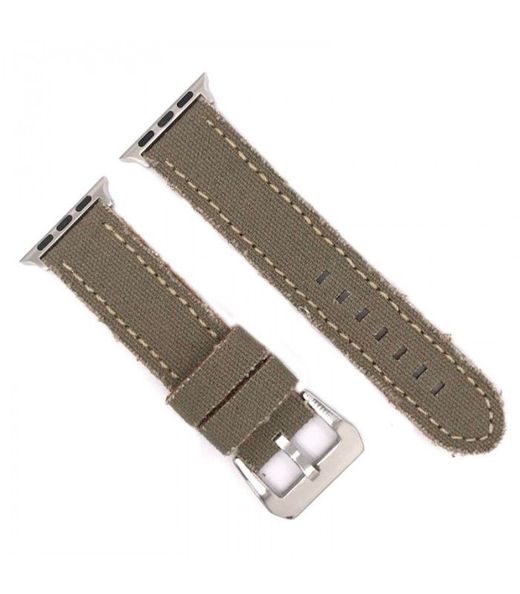Correa Reloj Apple Watch Diloy Tela Vaquera Verde oliva 44mm C. Adaptador Acero Plateado AW390.27CC.44