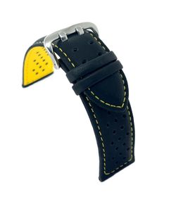 Correa Reloj Diloy Piel Negra Bicolor Amarilla 24mm CP000380.55.24