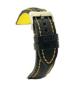 Correa Reloj Diloy Piel Negra Bicolor Amarillo 20mm CP000395.55.20