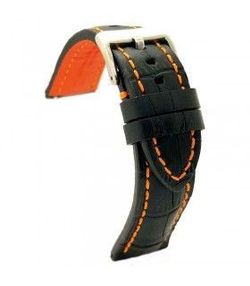 Correa Reloj Diloy Piel Negra Bicolor Naranja 20mm CP000395.56.20m