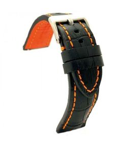 Correa Reloj Diloy Piel Negra Bicolor Naranja 22mm CP000395.56.22