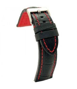 Correa Reloj Diloy Piel Negra Bicolor Rojo 20mm CP000395.53.20